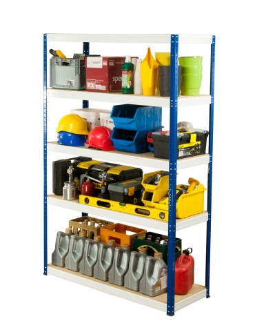 Kellerregale/Garagenregale - Metallregal Werkstatt Schwerlastregal Helios HNW_196x120x40_5 Böden, Traglast: 175 Kg, Farbe: BLAU/WEIß - produkt 4