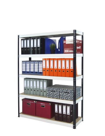Kellerregale/Garagenregale - Metallregal Werkstatt Schwerlastregal Helios HBW_196x120x30_5 Böden, Traglast: 275 Kg, Farbe: SCHWARZ/WEIß - product 8