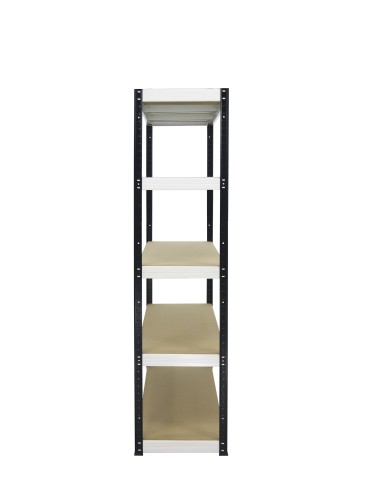 Kellerregale/Garagenregale - Metallregal Werkstatt Schwerlastregal Helios HBW_196x120x30_5 Böden, Traglast: 275 Kg, Farbe: SCHWARZ/WEIß - product 10