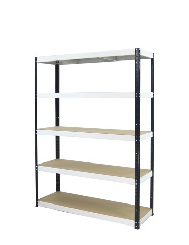 Kellerregale/Garagenregale - Metallregal Werkstatt Schwerlastregal Helios HBW_196x120x30_5 Böden, Traglast: 275 Kg, Farbe: SCHWARZ/WEIß - product 11