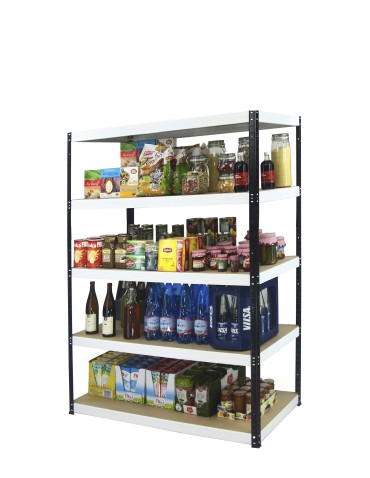 Kellerregale/Garagenregale - Metallregal Werkstatt Schwerlastregal Helios HBW_196x110x60_5 Böden, Traglast: 175 Kg, Farbe: SCHWARZ/WEIß - produkt 4