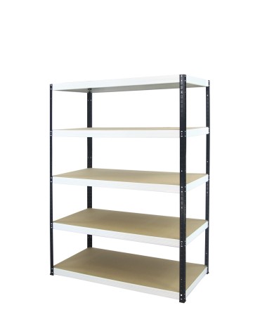 Kellerregale/Garagenregale - Metallregal Werkstatt Schwerlastregal Helios HBW_196x110x60_5 Böden, Traglast: 175 Kg, Farbe: SCHWARZ/WEIß - produkt 1