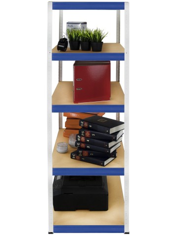 Kellerregale/Garagenregale - Metallregal Werkstatt Schwerlastregal Helios HWN_196x110x50_5 Böden, Traglast: 175 Kg, Farbe: WEIß/BLAU - produkt 6