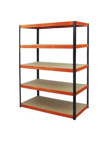 Metallregal Werkstatt Schwerlastregal Helios HBO_196x110x45_5 Böden, Traglast: 400 Kg, Farbe: SCHWARZ/ORANGE