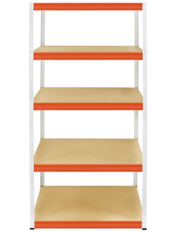 Metallregal Werkstatt Schwerlastregal Helios HWO_196x110x45_5 Böden, Traglast: 350 Kg, Farbe: WEIß/ORANGE - produkt 2