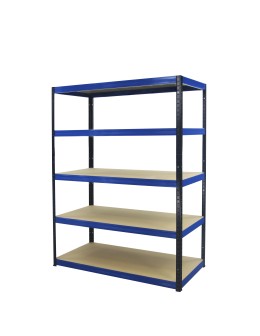 Metallregal Werkstatt Schwerlastregal Helios HBN_196x110x40_5 Böden, Traglast: 400 Kg, Farbe: SCHWARZ/BLAU