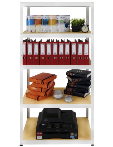Kellerregale/Garagenregale - Metallregal Werkstatt Schwerlastregal Helios HWW_196x110x35_5 Böden, Traglast: 400 Kg, Farbe: WEIß - produkt 4