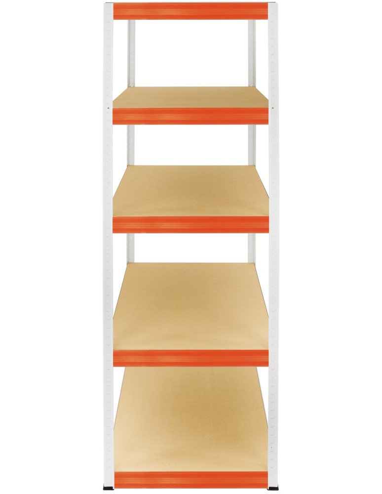 Kellerregale/Garagenregale - Metallregal Werkstatt Schwerlastregal Helios HWO_196x110x35_5 Böden, Traglast: 350 Kg, Farbe: WEIß/ORANGE - product new.modo24.de 3