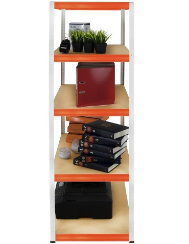 Kellerregale/Garagenregale - Metallregal Werkstatt Schwerlastregal Helios HWO_196x110x35_5 Böden, Traglast: 350 Kg, Farbe: WEIß/ORANGE - product 6