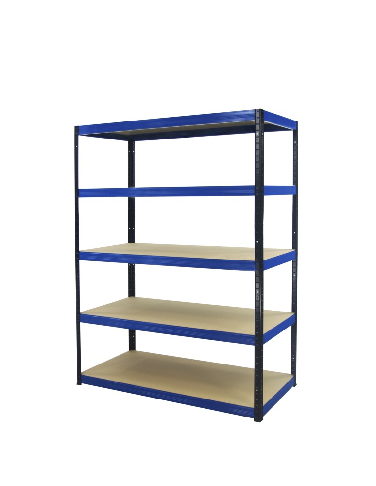Kellerregale/Garagenregale - Metallregal Werkstatt Schwerlastregal Helios HBN_196x090x30_5 Böden, Traglast: 400 Kg, Farbe: SCHWARZ/BLAU - product new.modo24.de 1