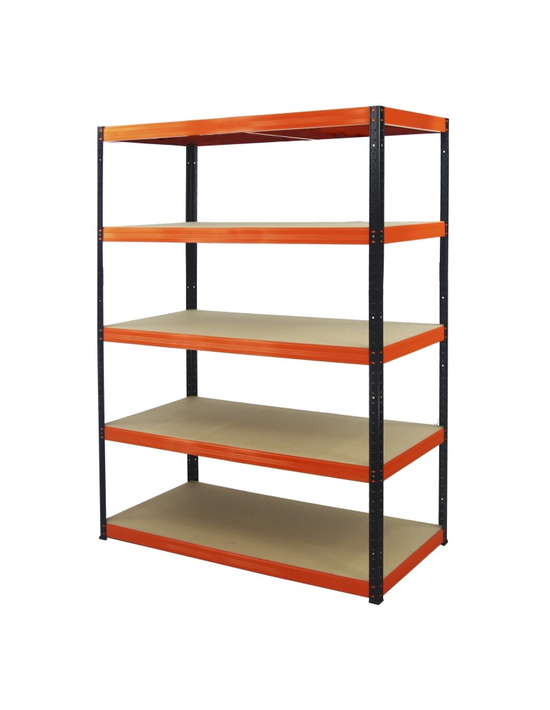 Kellerregale/Garagenregale - Metallregal Werkstatt Schwerlastregal Helios HBO_196x090x30_5 Böden, Traglast: 350 Kg, Farbe: SCHWARZ/ORANGE - product new.modo24.de 1