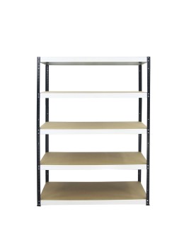 Metallregal Werkstatt Schwerlastregal Helios HBW_196x090x30_5 Böden, Traglast: 350 Kg, Farbe: SCHWARZ/WEIß - product 2