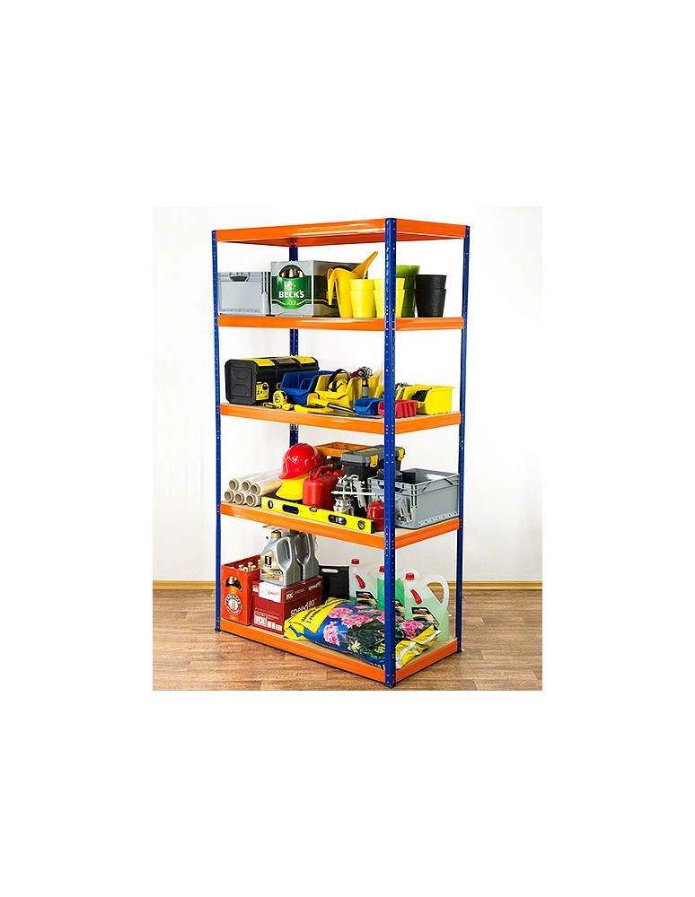 Kellerregale/Garagenregale - Metallregal Werkstatt Schwerlastregal Helios HNO_196x090x30_5 Böden, Traglast: 350 Kg, Farbe: BLAU/ORANGE - produkt new.modo24.de 2