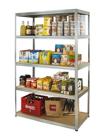 Kellerregale/Garagenregale - Metallregal Werkstatt Schwerlastregal Helios HZZ_196x090x40_5 Böden, Traglast: 175 Kg, Farbe: VERZINKT - produkt 4