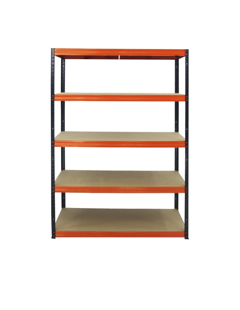 Kellerregale/Garagenregale - Metallregal Werkstatt Schwerlastregal Helios HBO_196x090x45_5 Böden, Traglast: 400 Kg, Farbe: SCHWARZ/ORANGE - product new.modo24.de 2