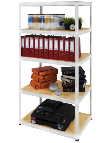 Kellerregale/Garagenregale - Metallregal Werkstatt Schwerlastregal Helios HWW_196x090x45_5 Böden, Traglast: 275 Kg, Farbe: WEIß - produkt 4