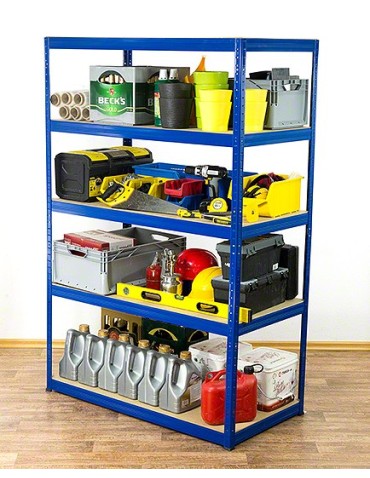 Kellerregale/Garagenregale - Metallregal Werkstatt Schwerlastregal Helios HNN_196x075x50_5 Böden, Traglast: 350 Kg, Farbe: BLAU - produkt 5
