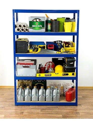 Kellerregale/Garagenregale - Metallregal Werkstatt Schwerlastregal Helios HNN_196x075x50_5 Böden, Traglast: 350 Kg, Farbe: BLAU - produkt 4