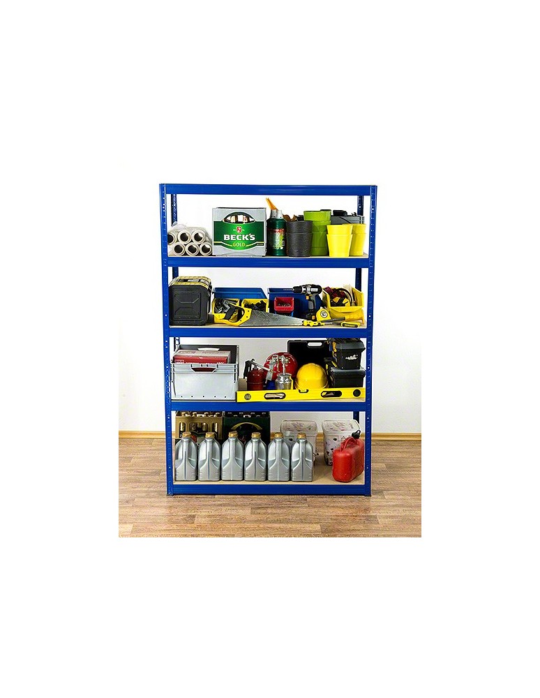 Kellerregale/Garagenregale - Metallregal Werkstatt Schwerlastregal Helios HNN_196x075x50_5 Böden, Traglast: 350 Kg, Farbe: BLAU - produkt new.modo24.de 4