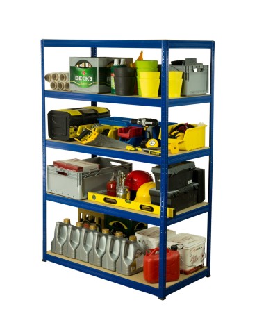 Kellerregale/Garagenregale - Metallregal Werkstatt Schwerlastregal Helios HNN_196x075x40_5 Böden, Traglast: 400 Kg, Farbe: BLAU - product 4