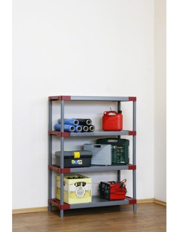 Kellerregale/Garagenregale - Plastikregal Kunststoffregal Steckregal  Jupiter-4-60 (138x60x46), 4 Böden, ROT - product 4