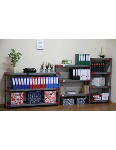 Kellerregale/Garagenregale - Plastikregal Kunststoffregal Steckregal  Jupiter-4-60 (138x60x46), 4 Böden, ROT - product 9