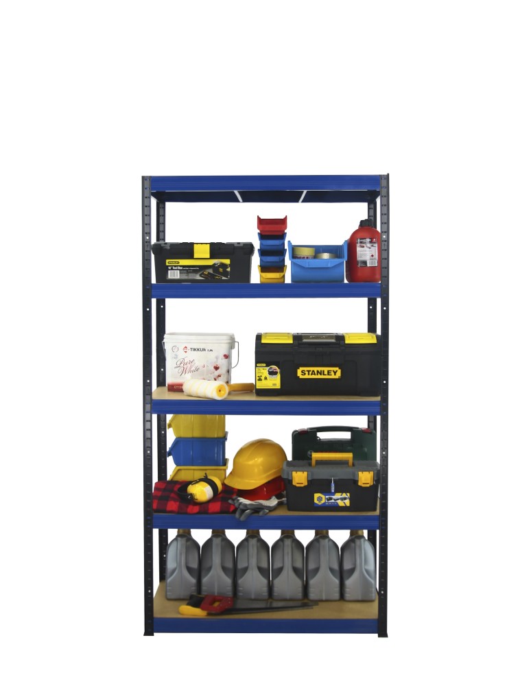Kellerregale/Garagenregale - Metallregal Werkstatt Schwerlastregal Helios HBN_196x075x30_5 Böden, Traglast: 400 Kg, Farbe: SCHWARZ/BLAU - product new.modo24.de 6
