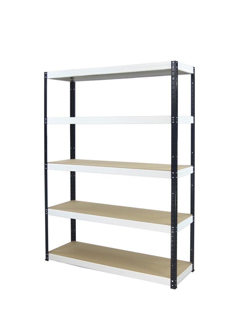 Kellerregale/Garagenregale - Metallregal Werkstatt Schwerlastregal Helios HBW_196x075x30_5 Böden, Traglast: 275 Kg, Farbe: SCHWARZ/WEIß - product new.modo24.de 1