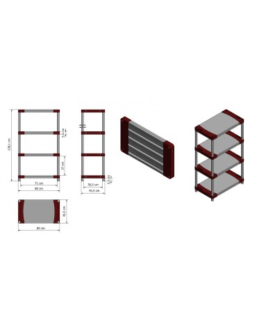 Plastikregal Kunststoffregal Steckregal  Jupiter-4-80 (138x80x46), 4 Böden, GRAU - product 2