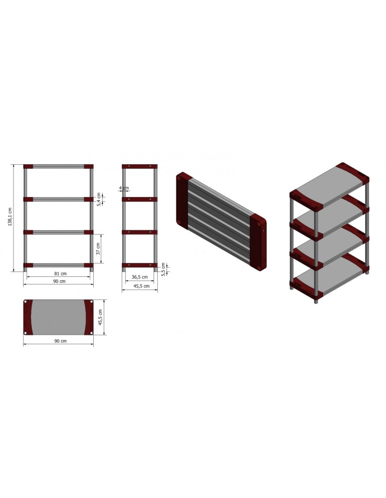 Kellerregale/Garagenregale - Plastikregal Kunststoffregal Steckregal  Jupiter-4-90 (138x90x46), 4 Böden, GRAU - product new.modo24.de 2