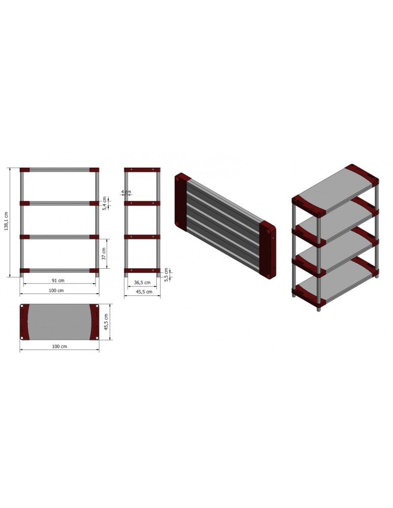 Kellerregale/Garagenregale - Plastikregal Kunststoffregal Steckregal  Jupiter-4-100 (138x100x46), 4 Böden, GRÜN - product new.modo24.de 2