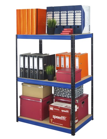 Kellerregale/Garagenregale - Metallregal Werkstatt Schwerlastregal Helios HBN_090x090x40_3 Böden, Traglast: 175 Kg, Farbe: SCHWARZ/BLAU - product 1