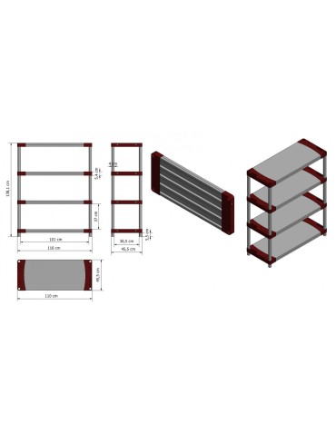 Plastikregal Kunststoffregal Steckregal  Jupiter-4-110 (138x110x46), 4 Böden, GRÜN - product 2