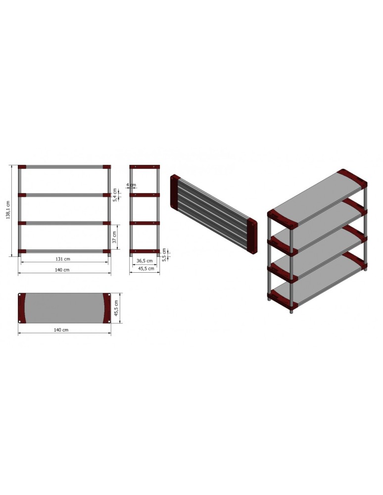 Kellerregale/Garagenregale - Plastikregal Kunststoffregal Steckregal  Jupiter-4-140 (138x140x46), 4 Böden, GRÜN - product new.modo24.de 2