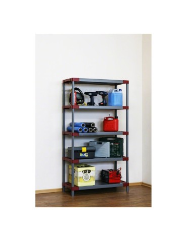 Kellerregale/Garagenregale - Plastikregal Kunststoffregal Steckregal  Jupiter-5-60 (180x60x46), 5 Böden, ROT - product 2