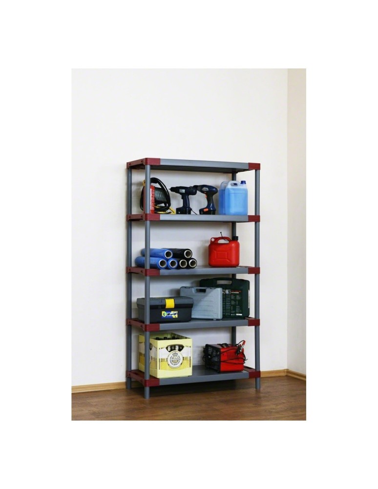 Kellerregale/Garagenregale - Plastikregal Kunststoffregal Steckregal  Jupiter-5-60 (180x60x46), 5 Böden, ROT - product new.modo24.de 2