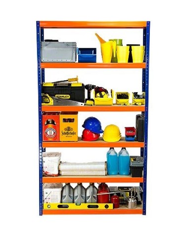 Kellerregale/Garagenregale - Metallregal Werkstatt Schwerlastregal Helios HNO_213x150x30_6 Böden, Traglast: 275 Kg, Farbe: BLAU/ORANGE - product 1