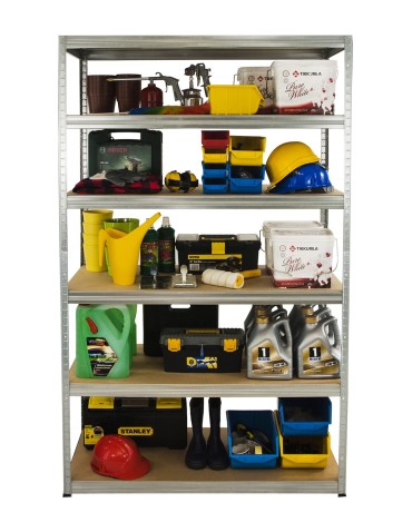 Kellerregale/Garagenregale - Metallregal Werkstatt Schwerlastregal Helios HZZ_196x150x30_6 Böden, Traglast: 275 Kg, Farbe: VERZINKT - produkt 3