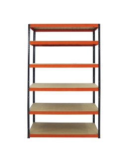 Metallregal Werkstatt Schwerlastregal Helios HBO_196x150x30_6 Böden, Traglast: 175 Kg, Farbe: SCHWARZ/ORANGE - product 2