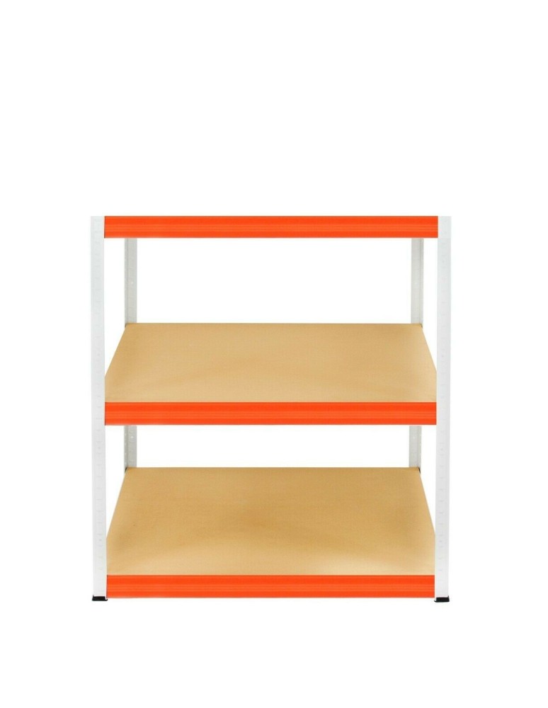 Kellerregale/Garagenregale - Metallregal Werkstatt Schwerlastregal Helios HWO_106x150x45_3 Böden, Traglast: 175 Kg, Farbe: WEIß/ORANGE - product new.modo24.de 1