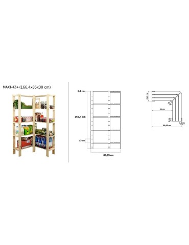 Speisekammer-Regale - Holzregal Lagerregal Kellerregal Maxi 4ZA+ (166,4x85x30), 5 durchbrochene Böden, unbehandelt - produkt 18