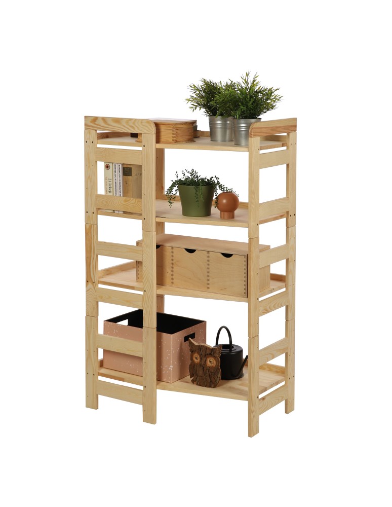 Startseite - HOLZREGAL Kiefer Eckregal Modulregal BERDO RR2_NW2 (120,8x72x44,8 cm ), 4 Böden, unbehandelt - product new.modo24.de 1