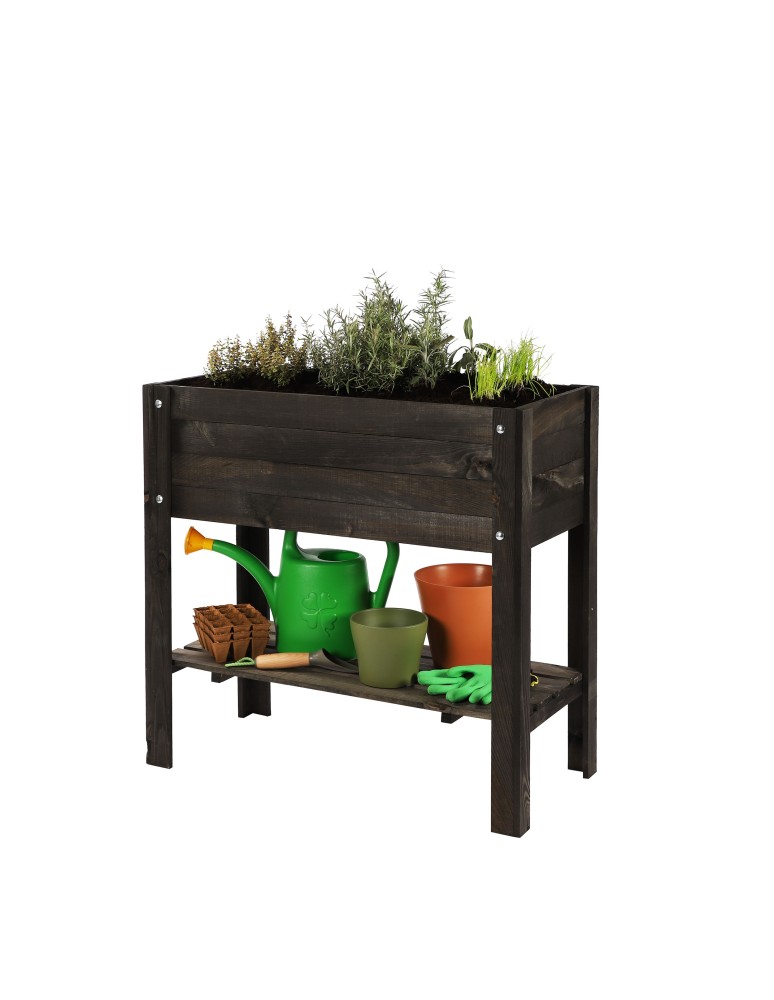 Blumenkasten und Hochbeete - Hochbeet Treibbeet Frühbeet Kräutergewächshaus   OBL_37X80_BLDK1, geölt SCHWARZ - product new.modo24.de 1