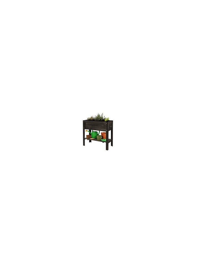 Blumenkasten und Hochbeete - Hochbeet Treibbeet Frühbeet Kräutergewächshaus mit Tischplatte  OBL_37X80_BLDBK1,  geölt SCHWARZ - product new.modo24.de 3
