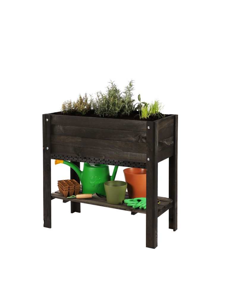 Startseite - Hochbeet Treibbeet  Kräutergewächshaus, mit INSEKTENHOTEL,   OBL_37X80_BLODK1, geölt SCHWARZ - product new.modo24.de 1