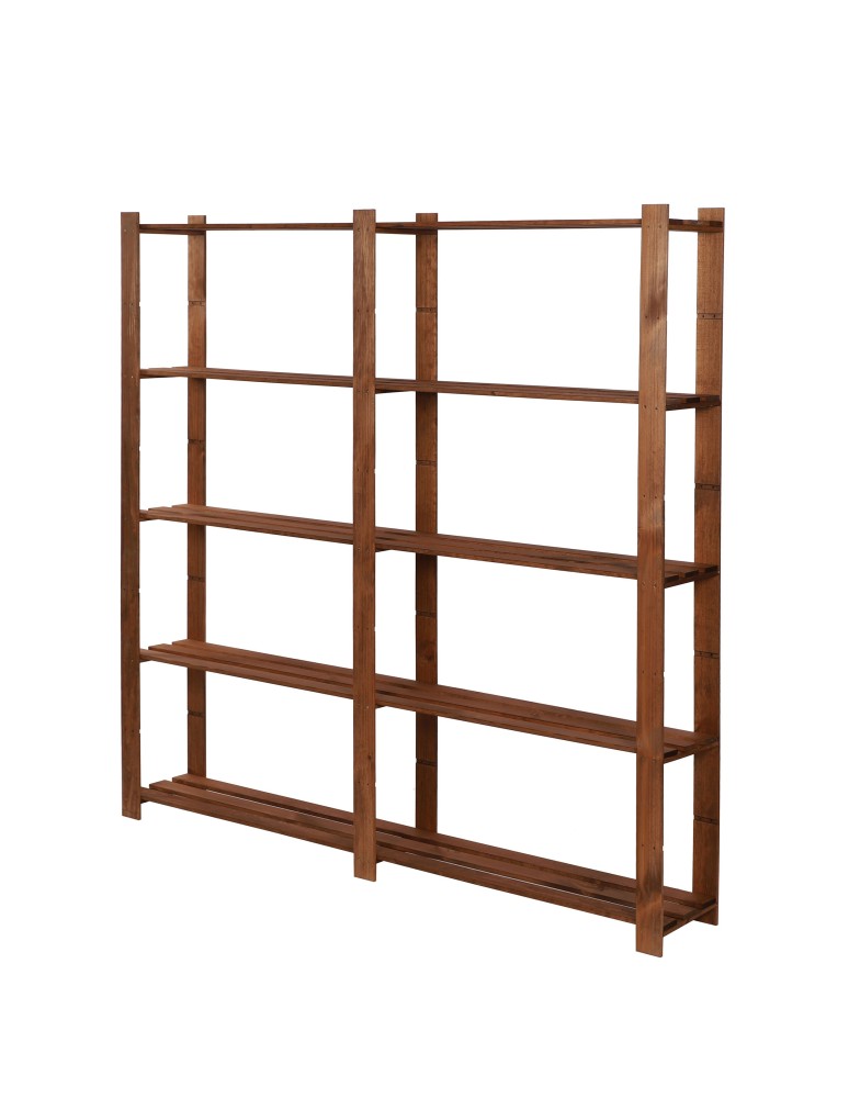 Speisekammer-Regale - Holzregal 5 Böden 170x170x28 cm, B02R_170X170X28_R0F1, gebeizt in BRAUN - product new.modo24.de 1