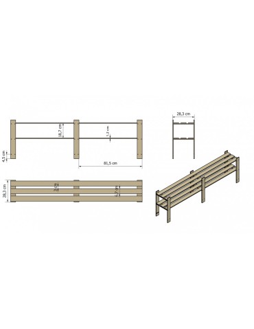 Holzregal 2 Böden 50x170x28 cm, B04R_050X170X28_R0F1, gebeizt BRAUN - product 2