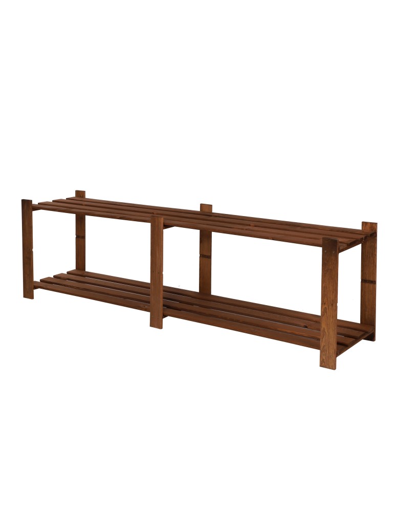 Speisekammer-Regale - Holzregal 2 Böden 50x170x38 cm, B05R_050X170X38_R0F1, gebeizt in  BRAUN - product new.modo24.de 1
