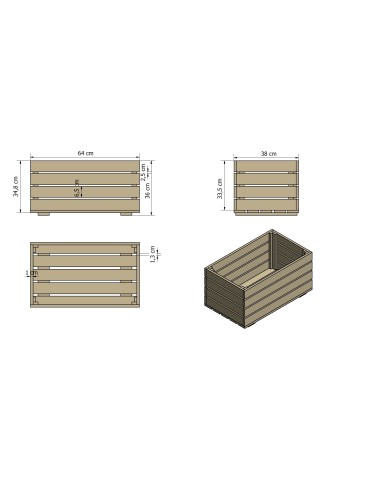 Holzkiste, 36x64x38, B08S_036X064X38_R0F1, gebeizt in BRAUN - product 2