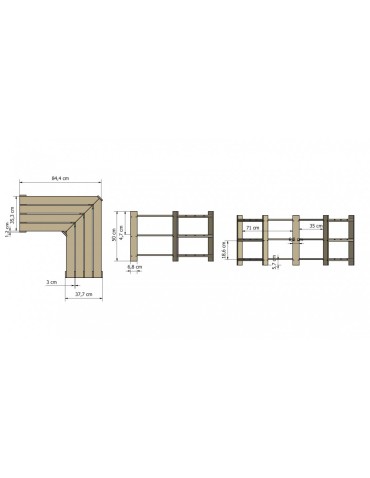 Holzregal 2 Böden 50x85x38 cm, B09R_050X085X38_R0F1, gebeizt in  BRAUN - product 2